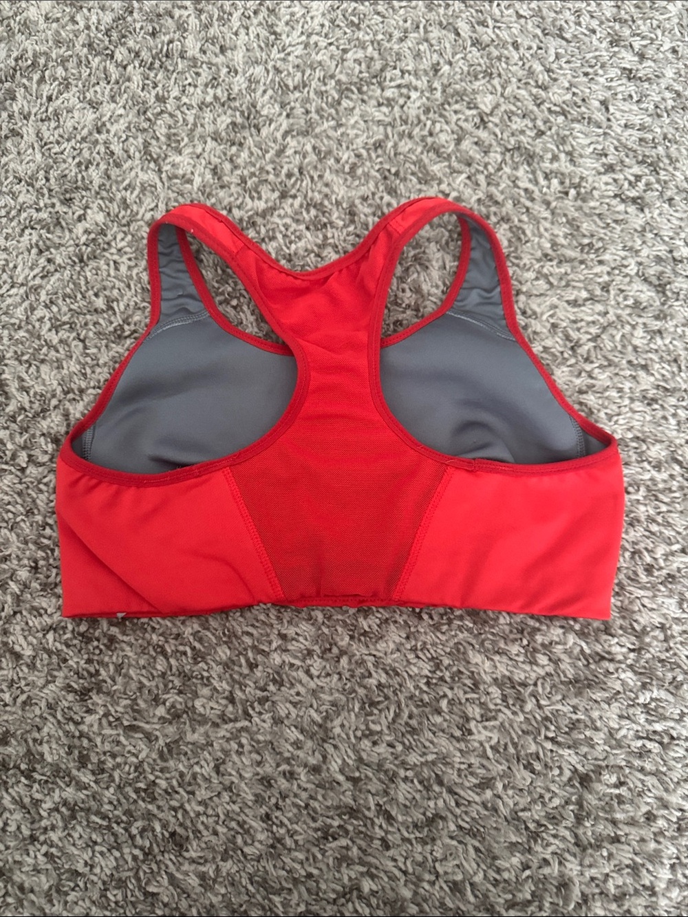 Nike Red Racerback Sports Bra with White Swoosh Logo - Picture 3 of 5